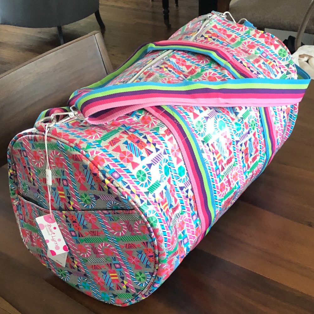 NEW Bari Lynn Candy Print Shimmer Large Girl's Duffel Bag Neiman Marcus